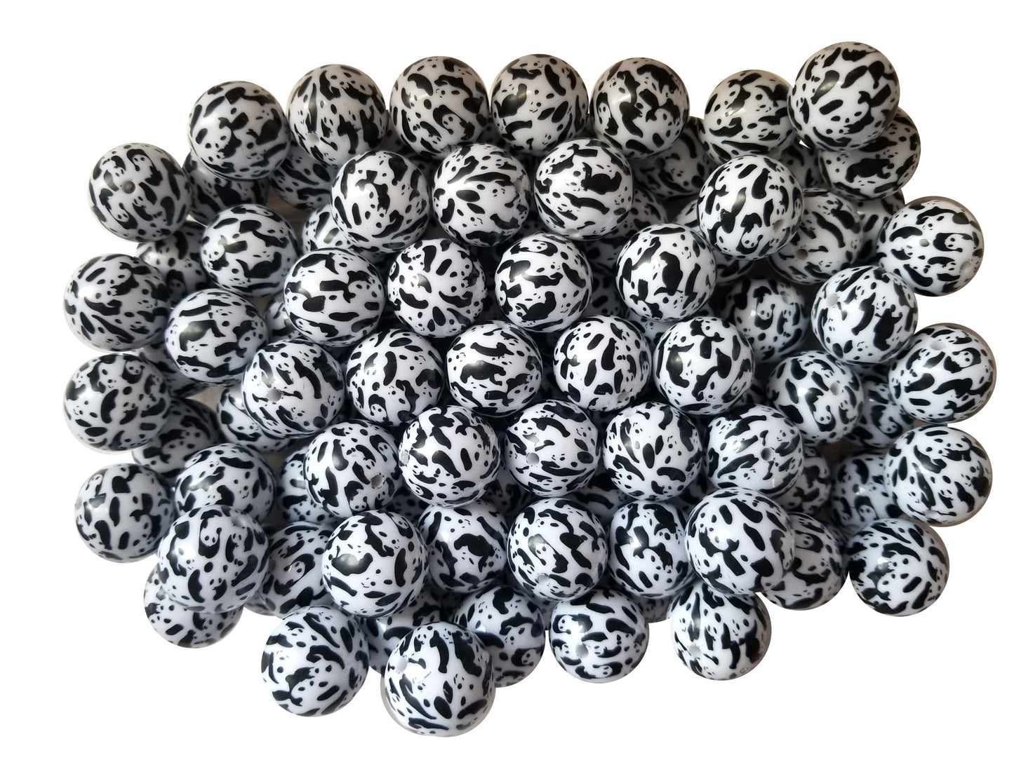 panda bears 20mm printed bubblegum beads