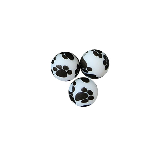 15mm paw print round silicone beads