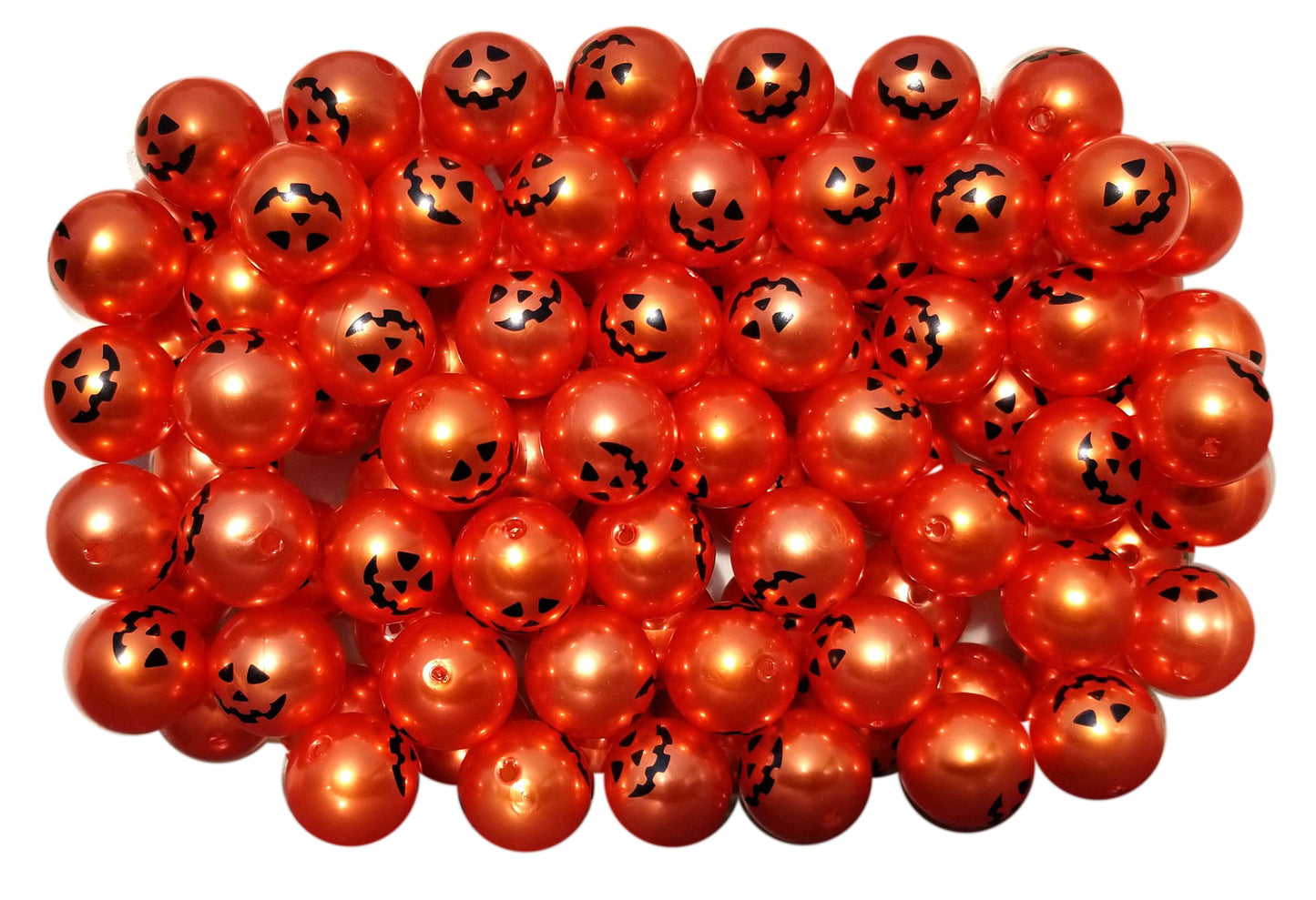 pearl orange pumpkin 20mm printed bubblegum beads