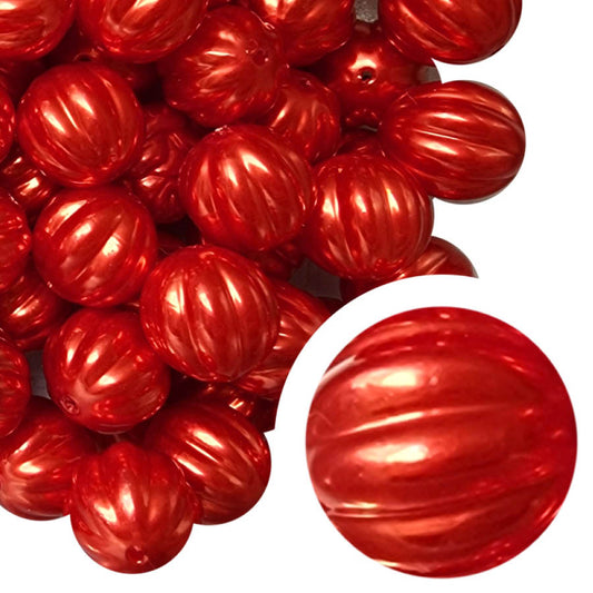 red pearl pumpkin 20mm bubblegum beads