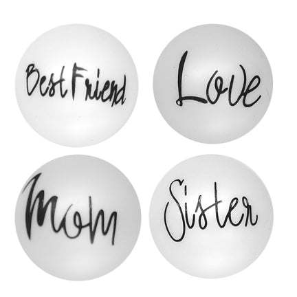 pearl white family words 20mm printed bubblegum beads