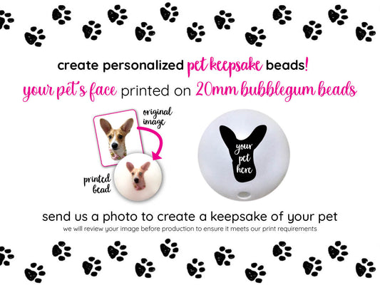 pet keepsake custom printed 20mm bubblegum beads