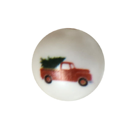truck with christmas tree 20mm printed bubblegum beads