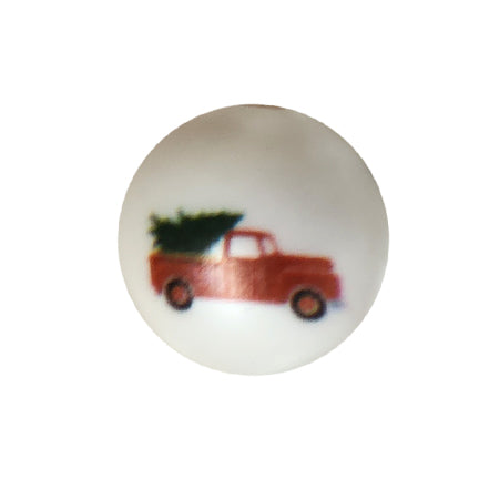 truck with christmas tree 20mm printed wholesale bubblegum beads