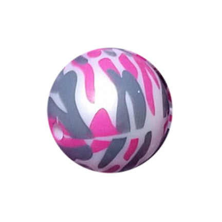 pink camo 20mm printed bubblegum beads