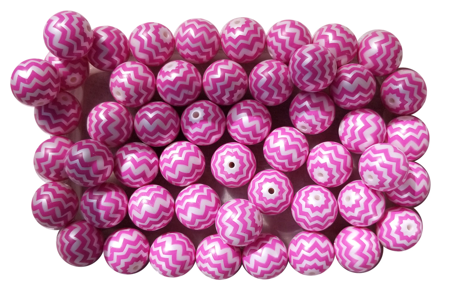 pink chevron 20mm bubblegum beads