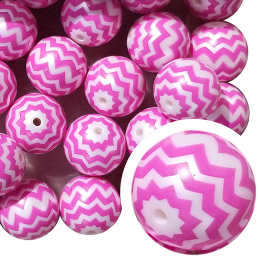 pink chevron 20mm bubblegum beads