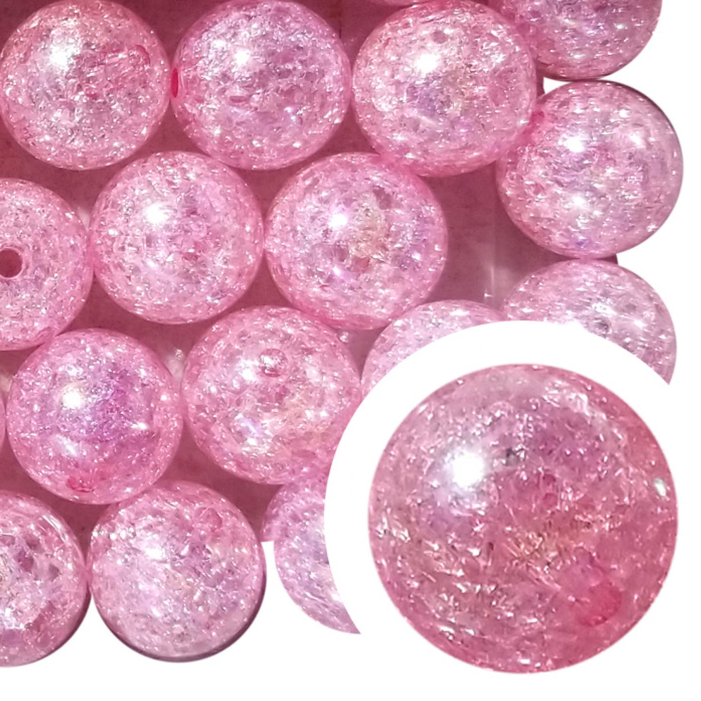 pink crackle 20mm bubblegum beads