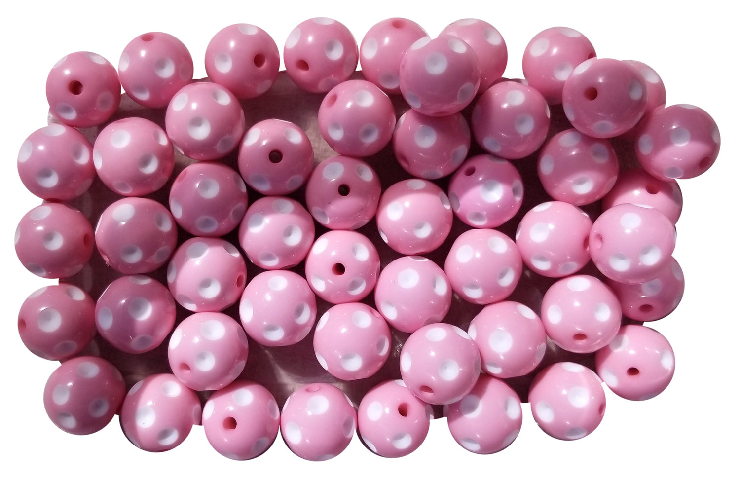 pink dots 20mm bubblegum beads