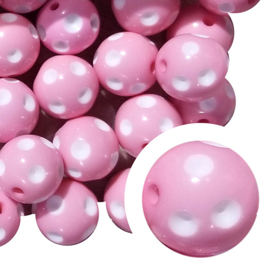 pink dots 20mm bubblegum beads
