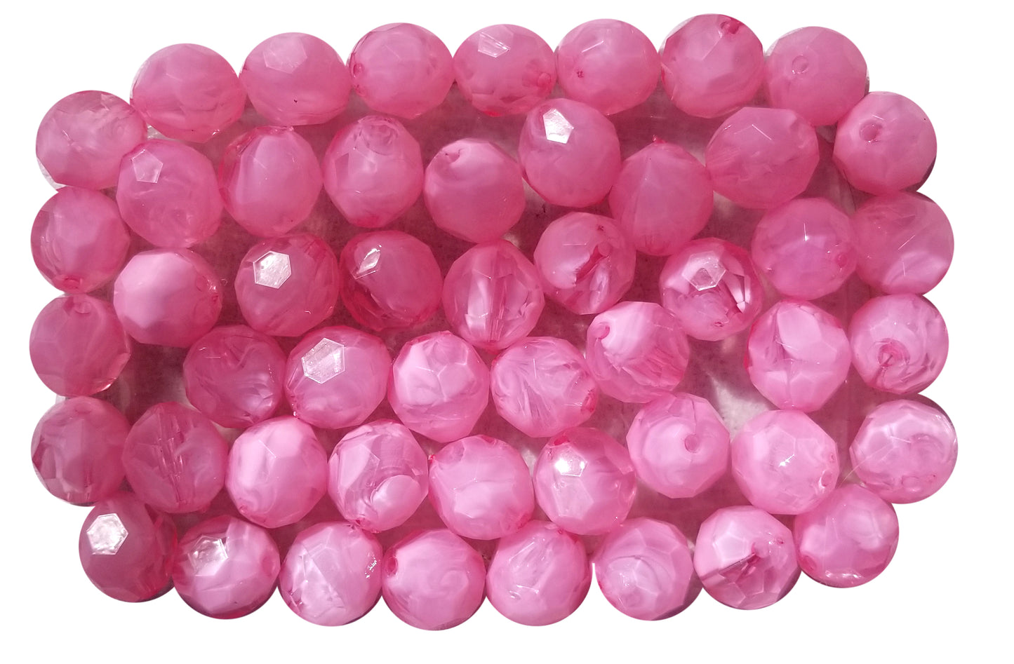 pink faceted smoke 20mm bubblegum beads
