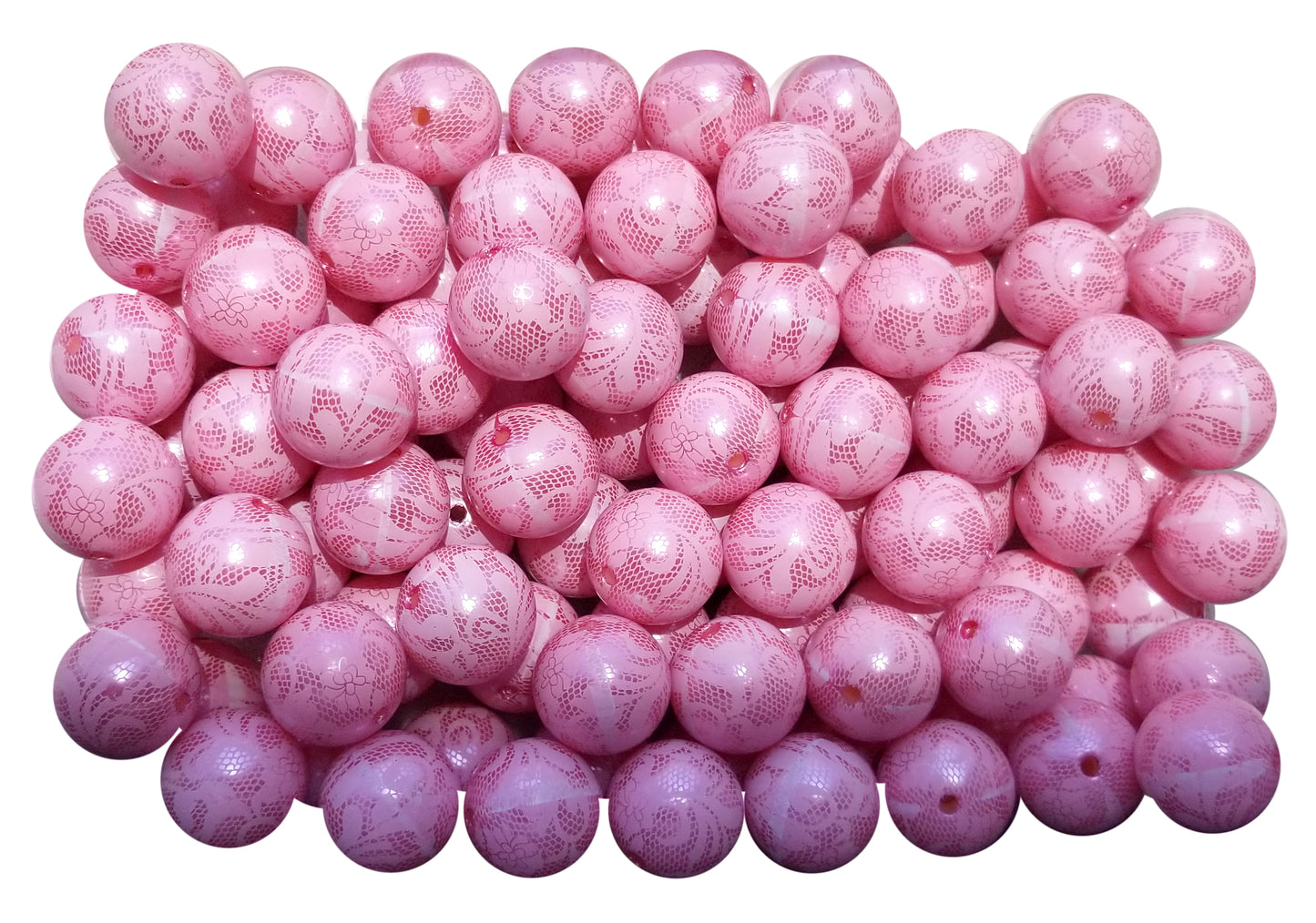pink pearl lace 20mm bubblegum beads