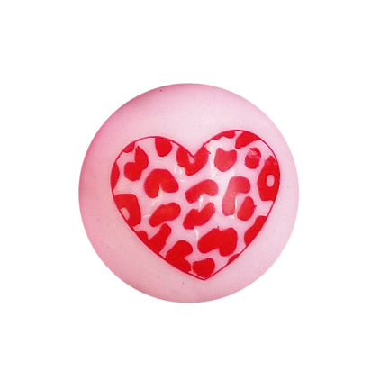 pink leopard print heart 20mm printed bubblegum beads