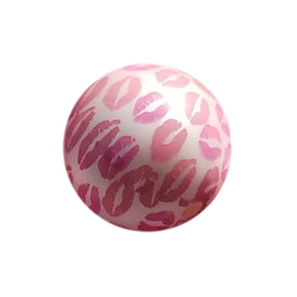 pink lips kisses 20mm printed bubblegum beads