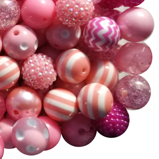 pink mixed 20mm bubblegum beads