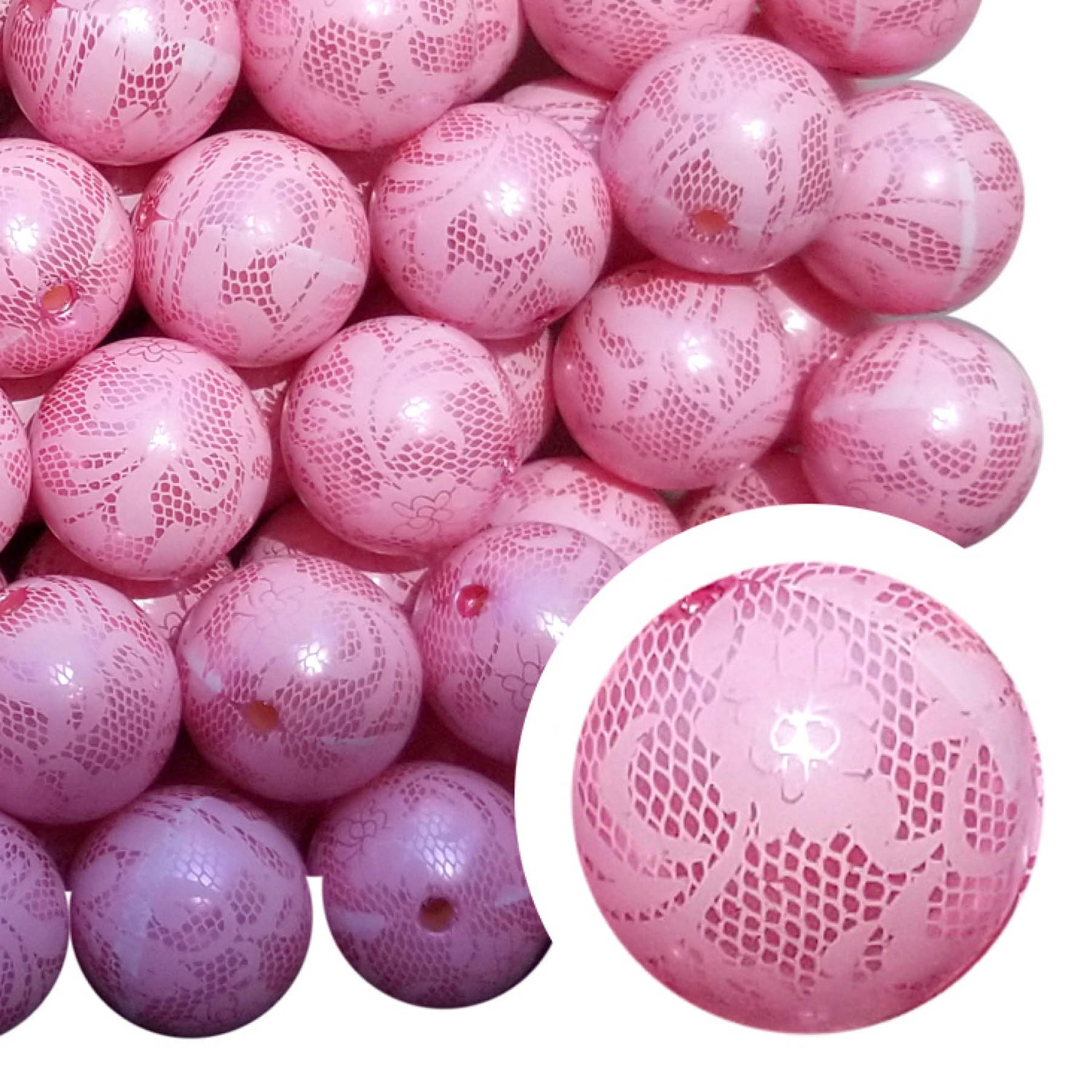 pink pearl lace 20mm bubblegum beads