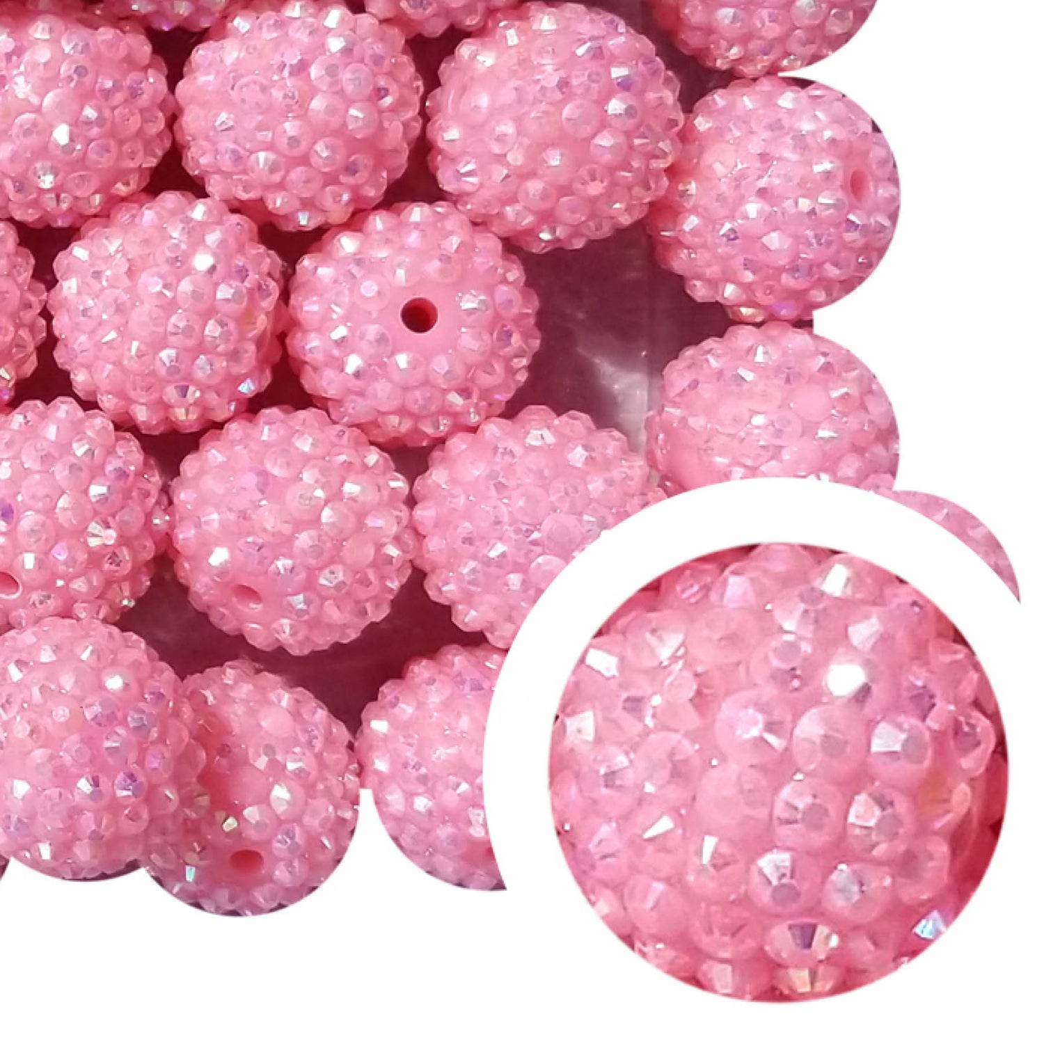 pink rhinestone 20mm bubblegum beads