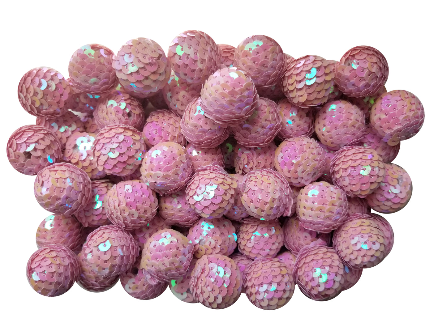 pink sequin mermaid tail 22mm bubblegum beads