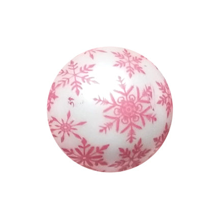 pink snowflakes 20mm printed bubblegum beads