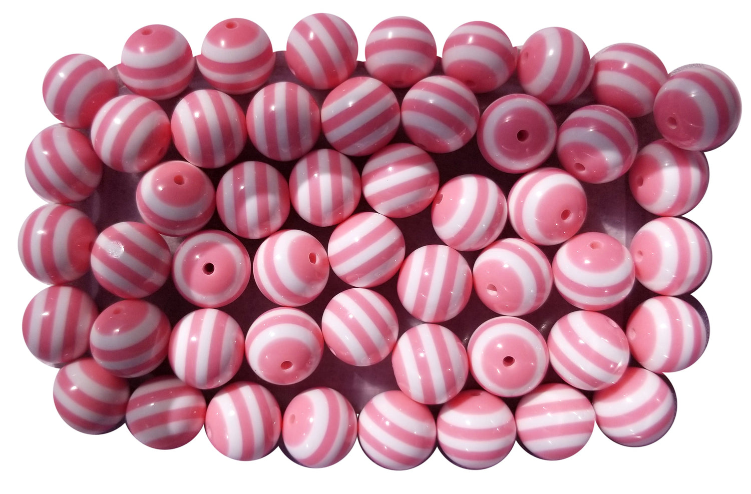 pink striped 20mm bubblegum beads