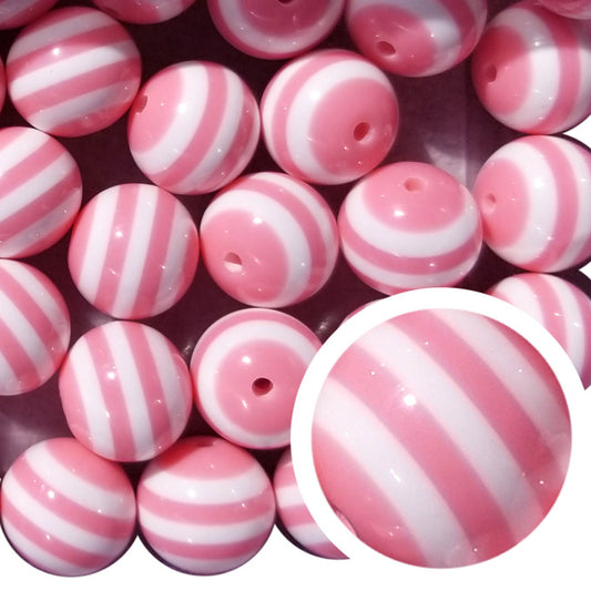 pink striped 20mm bubblegum beads