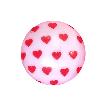 pink & red tiny hearts 20mm printed bubblegum beads