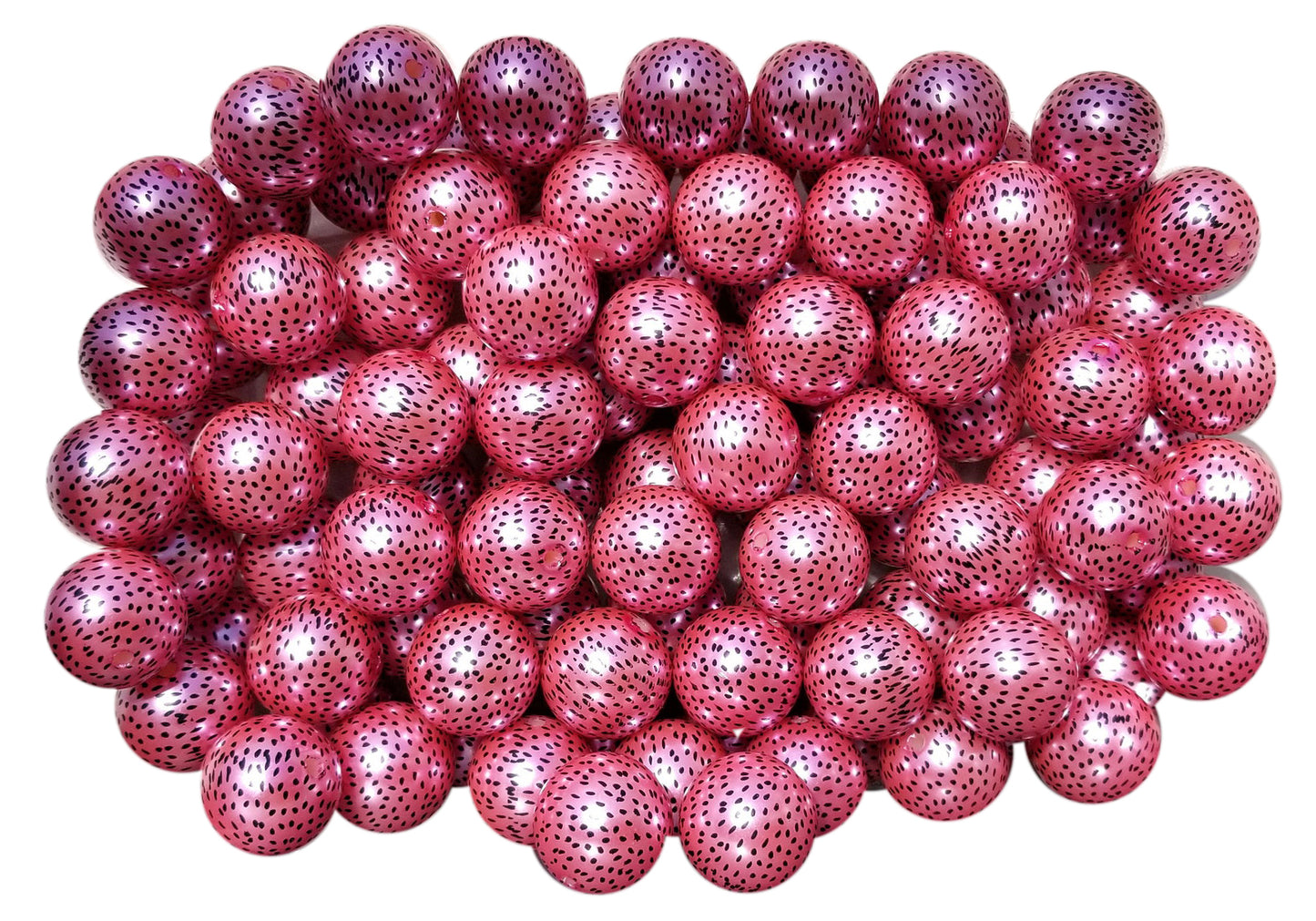 pink watermelon seeds 20mm printed bubblegum beads