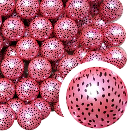 pink watermelon seeds 20mm printed bubblegum beads