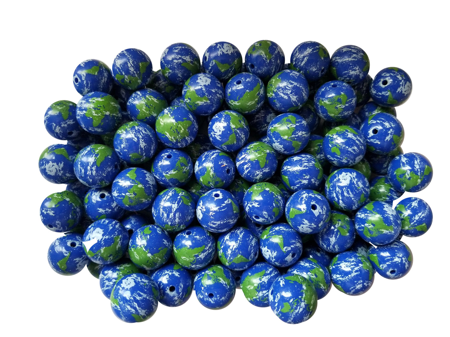 planet earth 20mm printed bubblegum beads