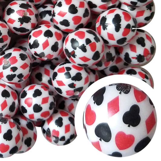 playing cards 20mm printed bubblegum beads