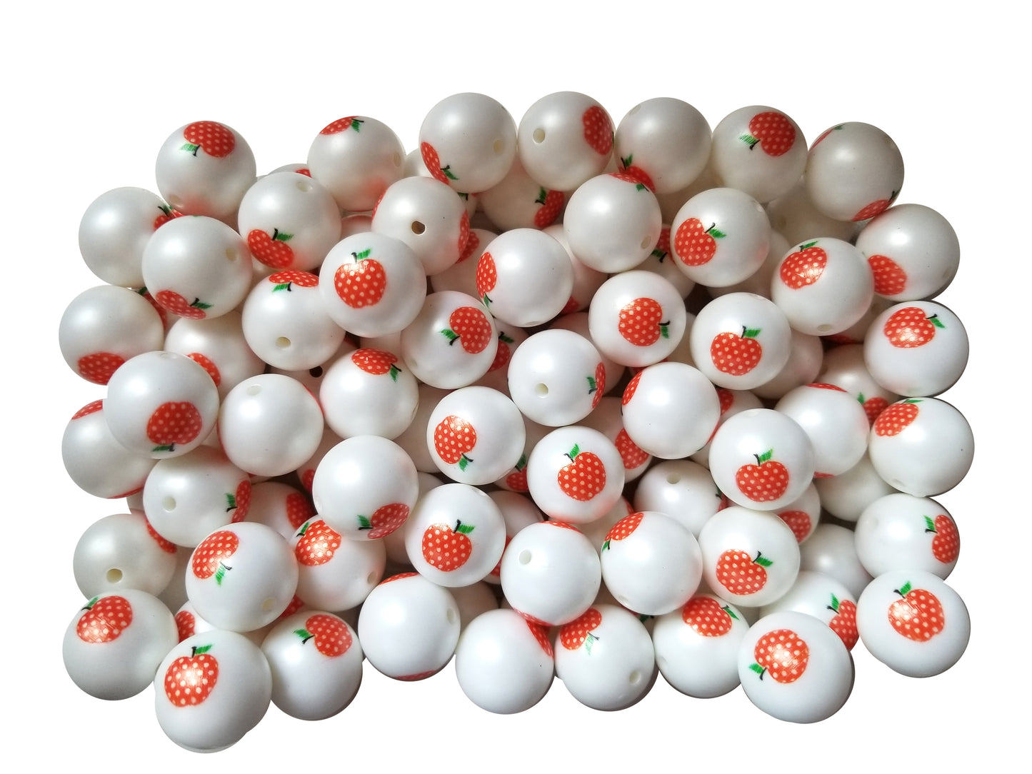 polka dot apples 20mm printed bubblegum beads