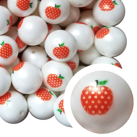 polka dot apples 20mm printed bubblegum beads