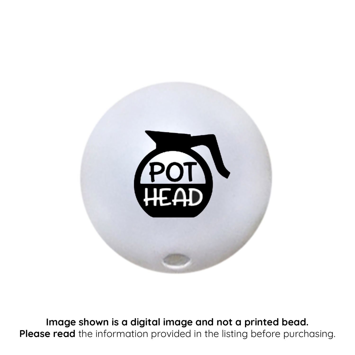 coffee pot head custom printed 20mm bubblegum beads