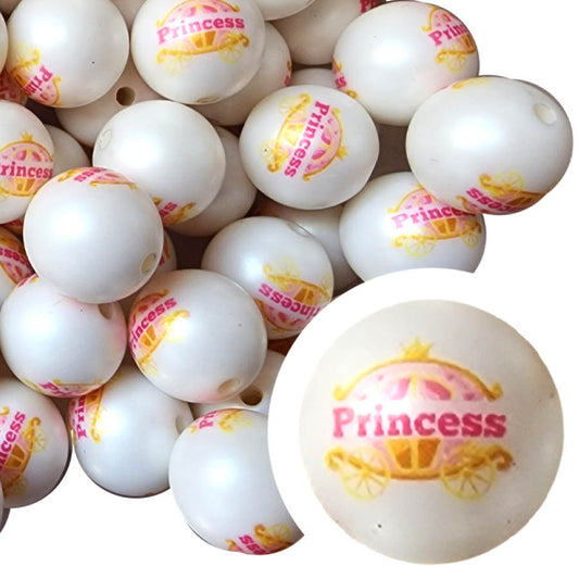 princess carriage 20mm printed wholesale bubblegum beads