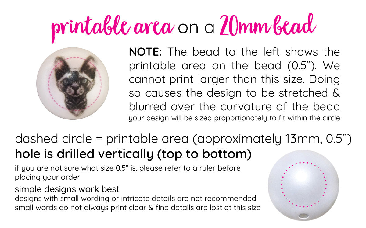design your own custom printed 20mm bubblegum beads