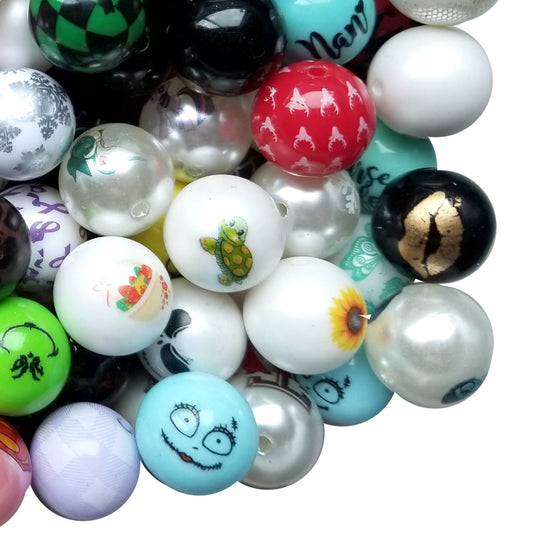100 count RANDOM bulk 20mm bubblegum beads - keychain - lanyard- beadable  pen