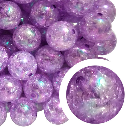 purple crackle 20mm bubblegum beads