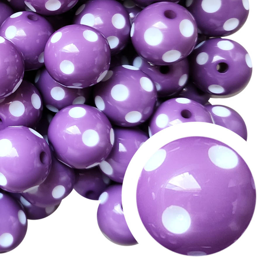 purple dots 20mm bubblegum beads