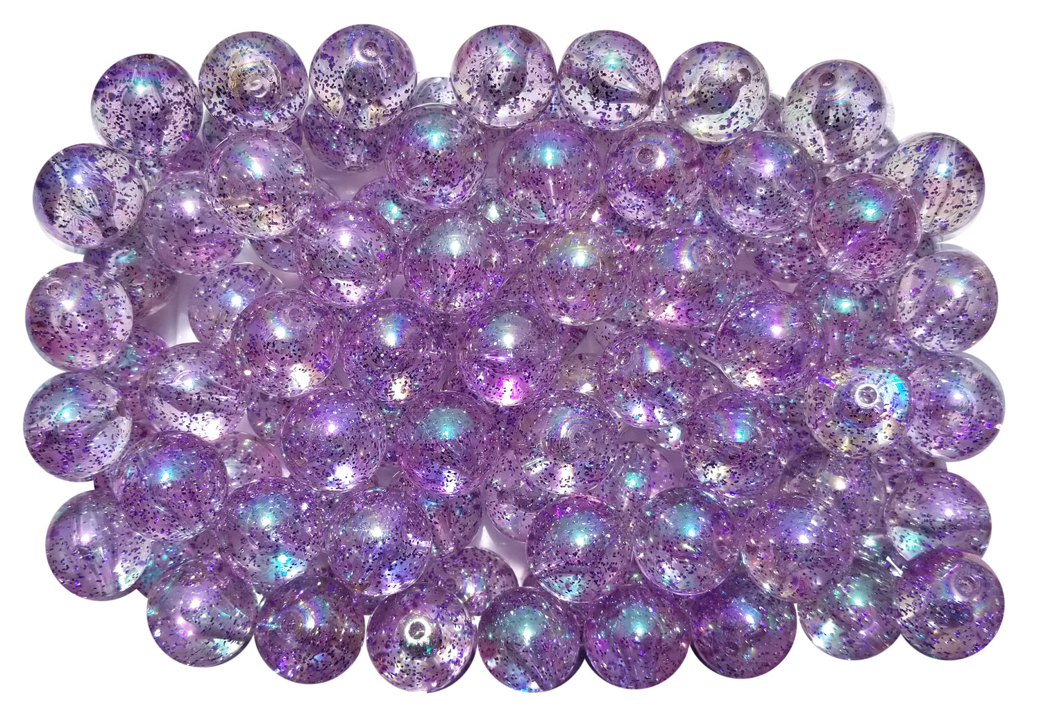 purple glitter bubble 20mm bubblegum beads