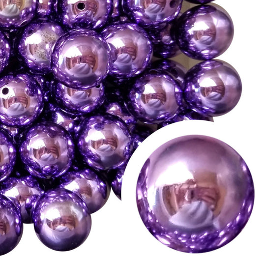 purple metallic 20mm bubblegum beads