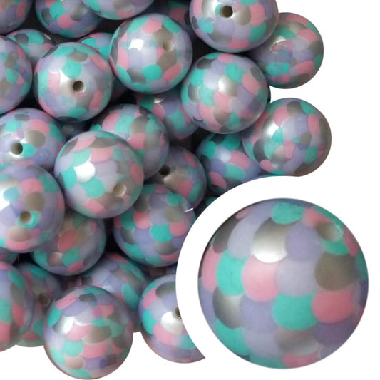 purple metallic mermaid scales 20mm printed bubblegum beads