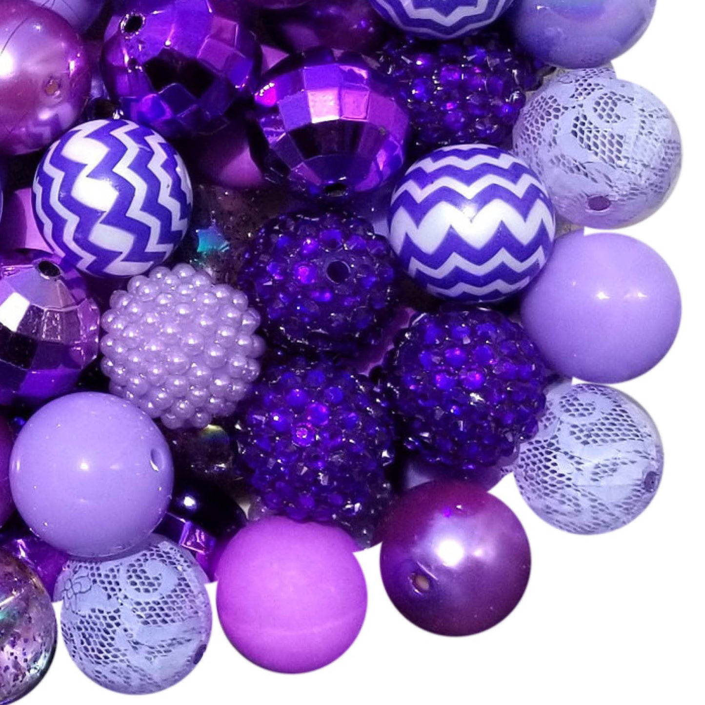 purple mixed 20mm bubblegum beads