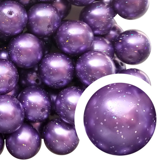 purple pearl glitter 20mm bubblegum beads