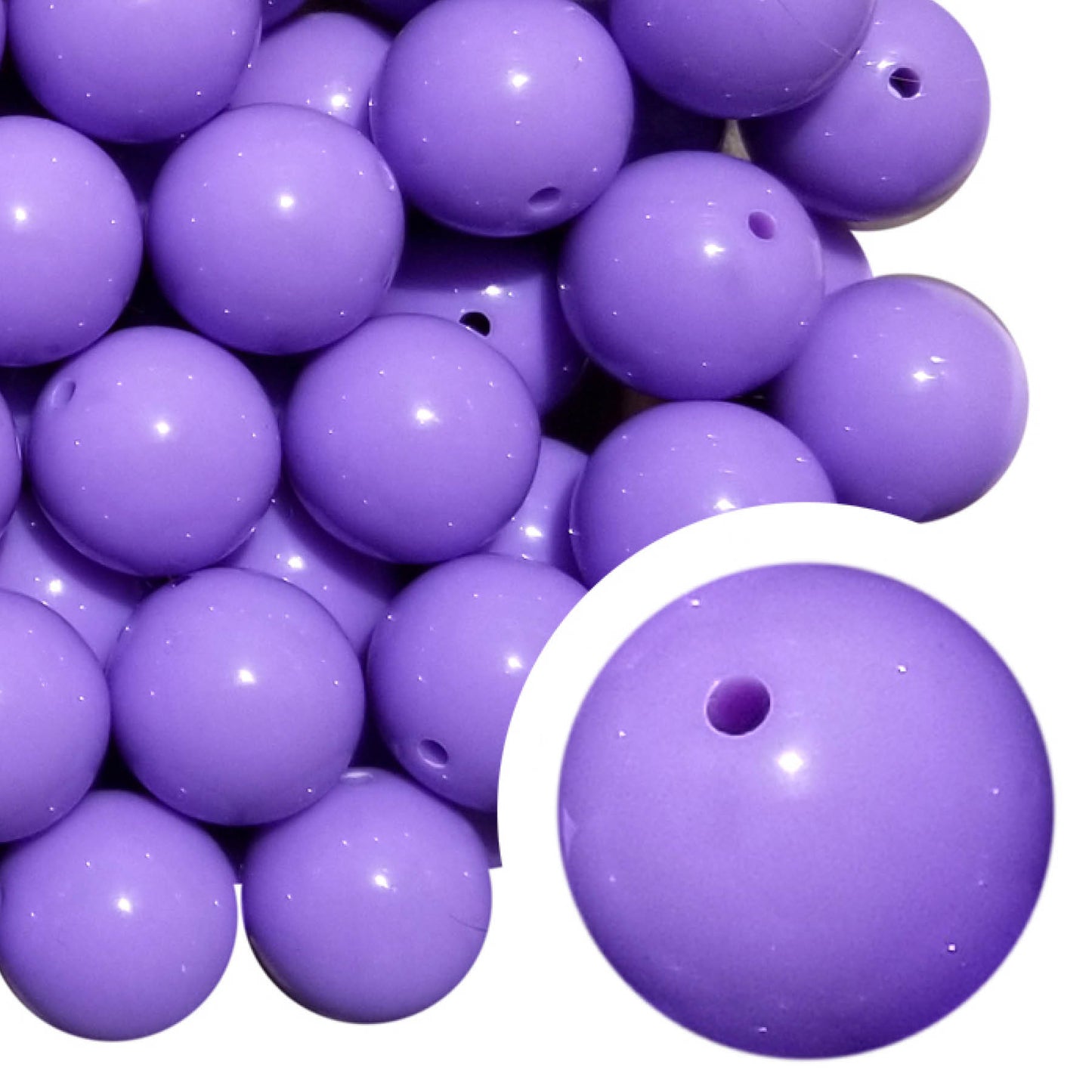 purple plain 20mm bubblegum beads