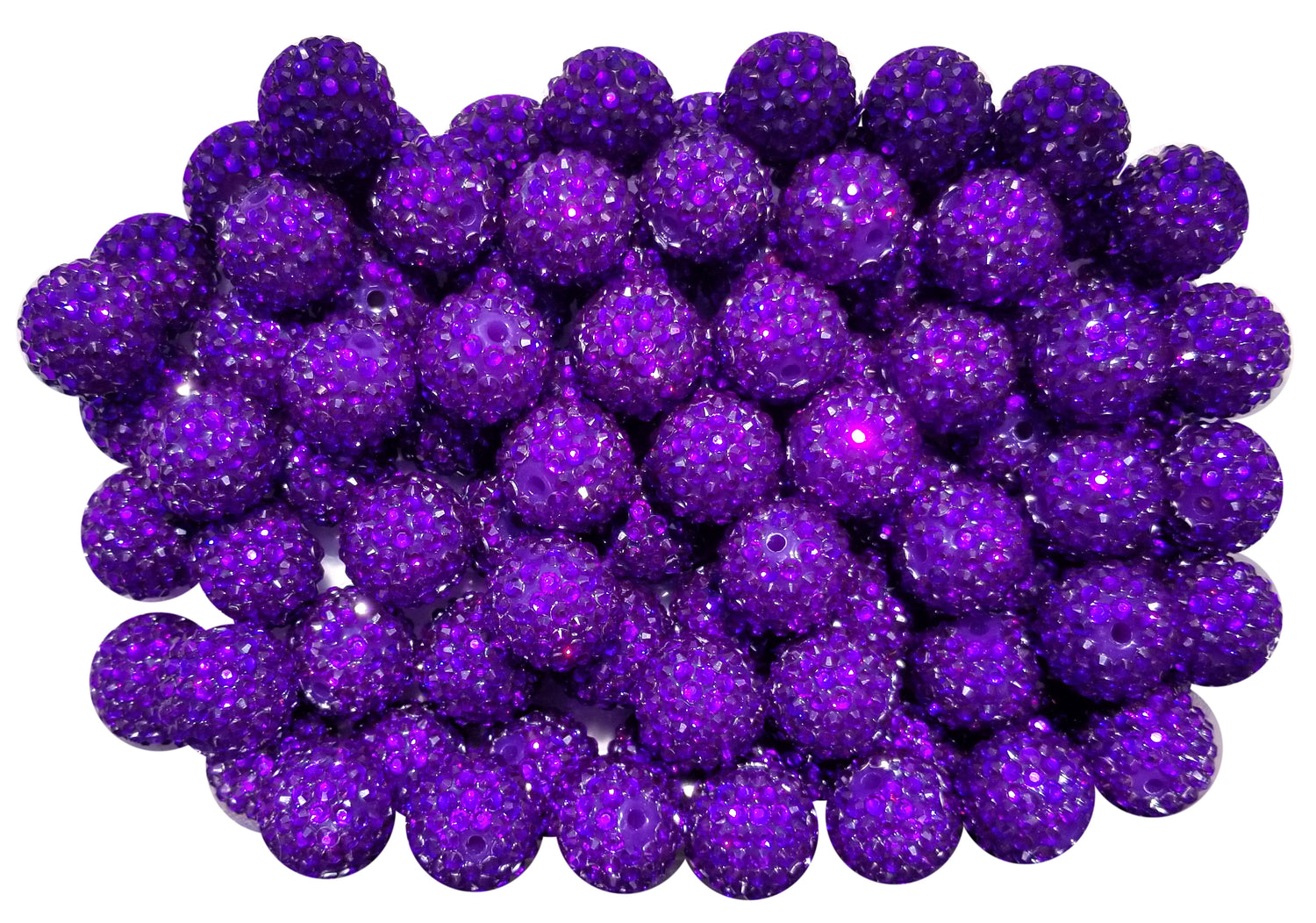 purple rhinestone 20mm bubblegum beads