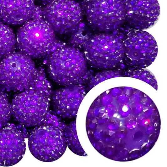 purple rhinestone 20mm bubblegum beads