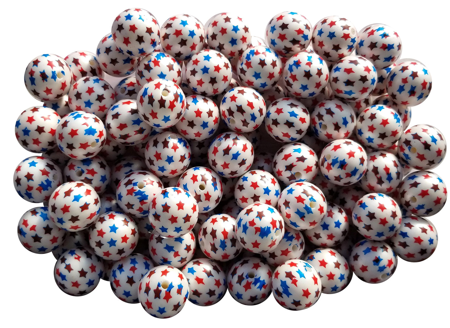 USA stars 20mm printed bubblegum beads
