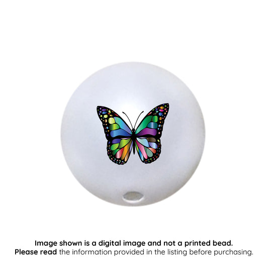 rainbow butterfly custom printed 20mm bubblegum beads