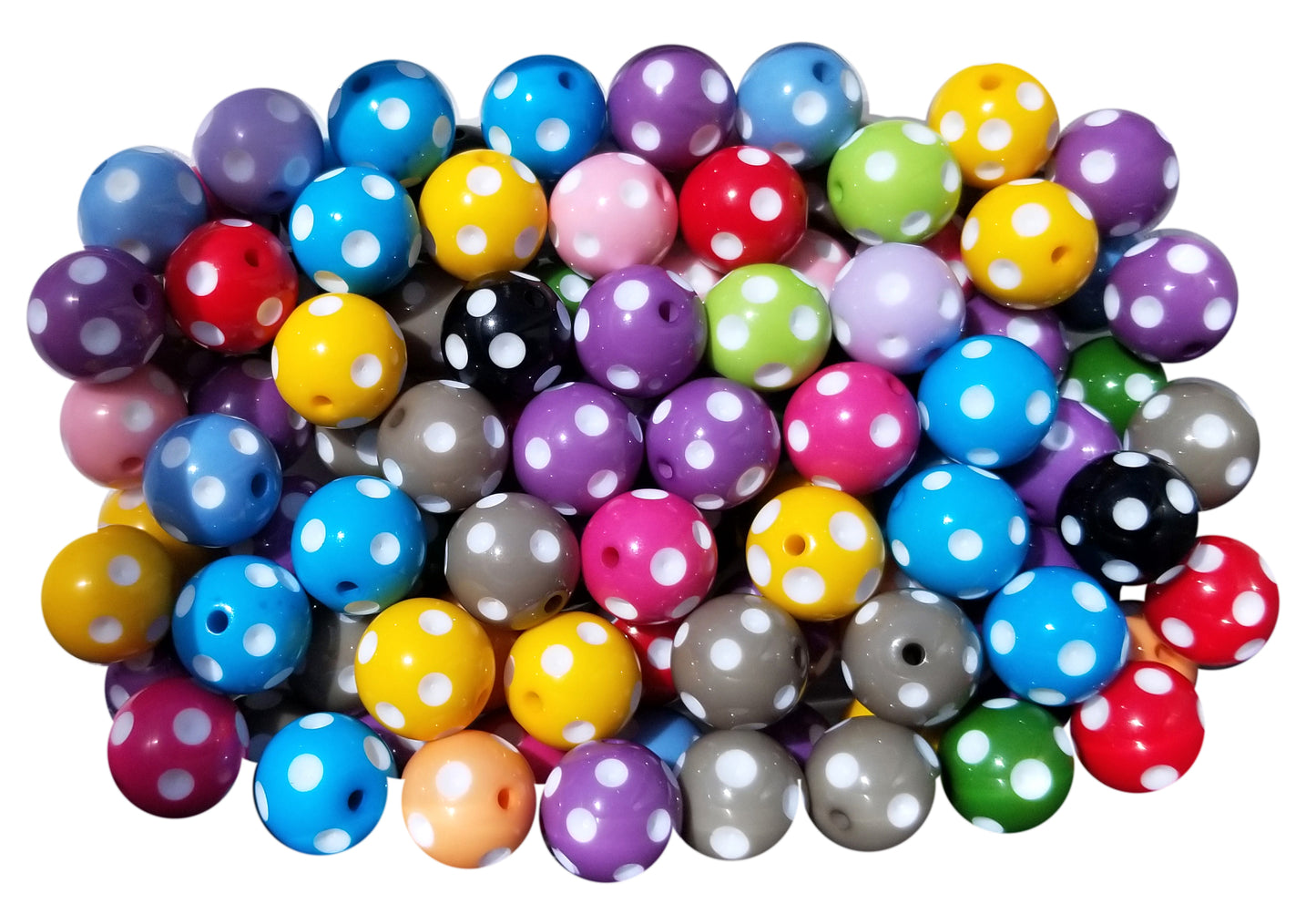 rainbow dots 20mm bubblegum beads