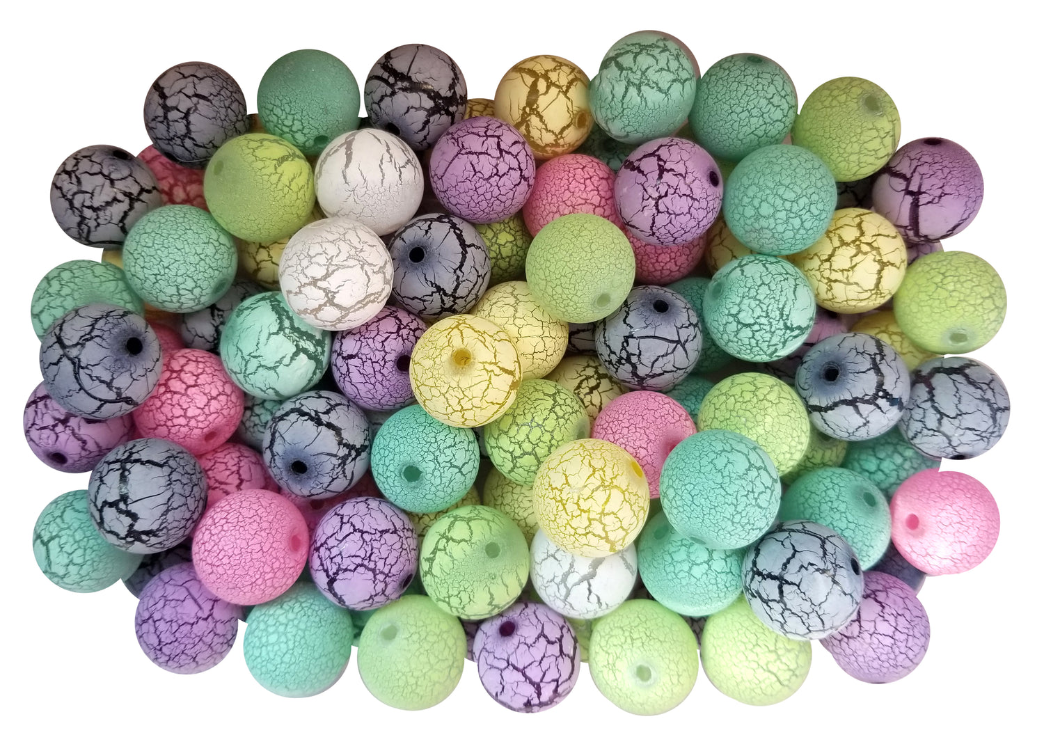 rainbow dry cracked 20mm bubblegum beads